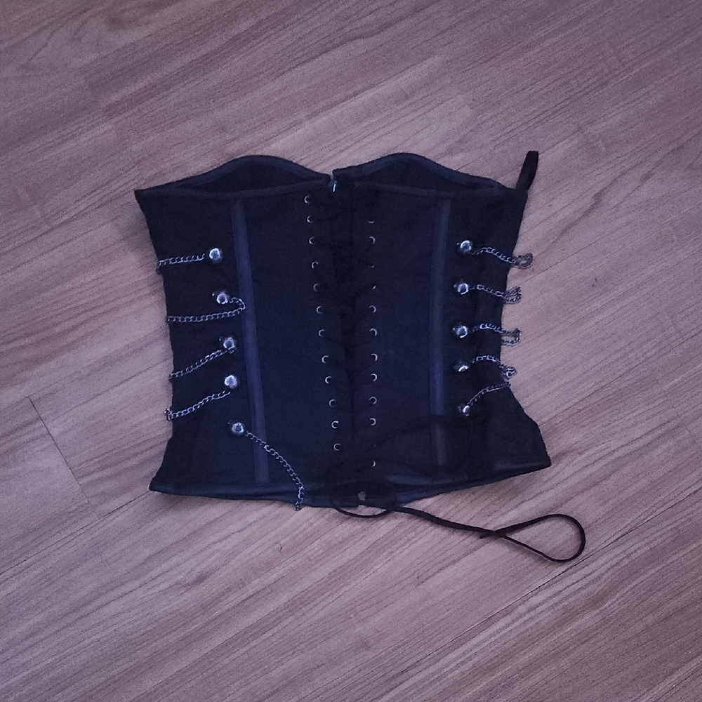 Black Corset with Chain Details